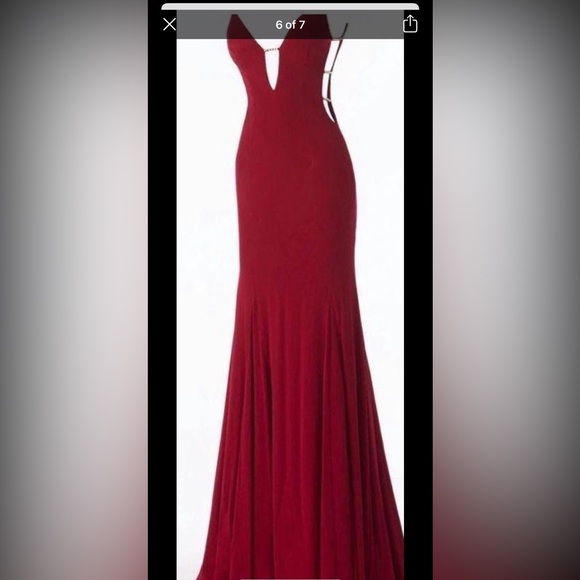 Jovani Mermaid Dress Size 6 Red - Picture 5 of 7